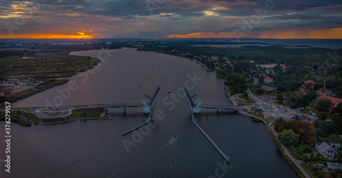 sunset over the river photo