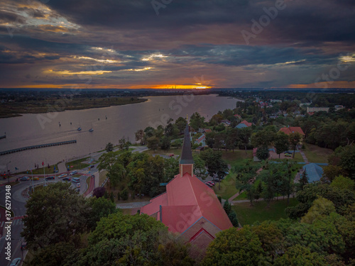 sunset over the gdansk sobieszewo   photo