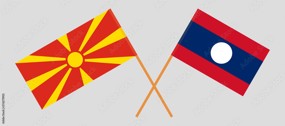 Crossed flags of North Macedonia and Laos Crossed flags of North Macedonia and Laos