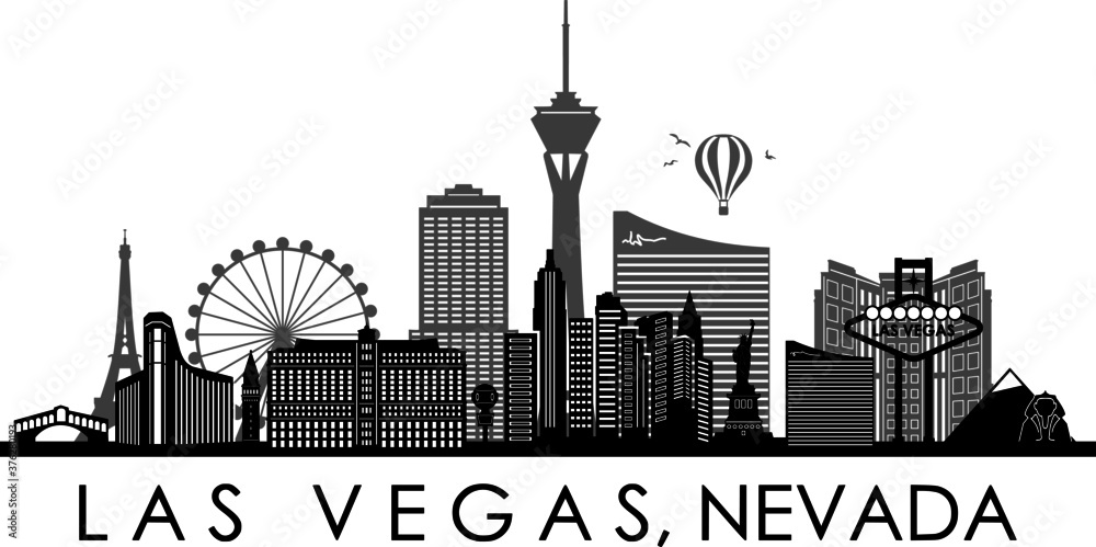 LAS VEGAS City NEVADA Skyline Silhouette Cityscape Vector Stock Vector ...