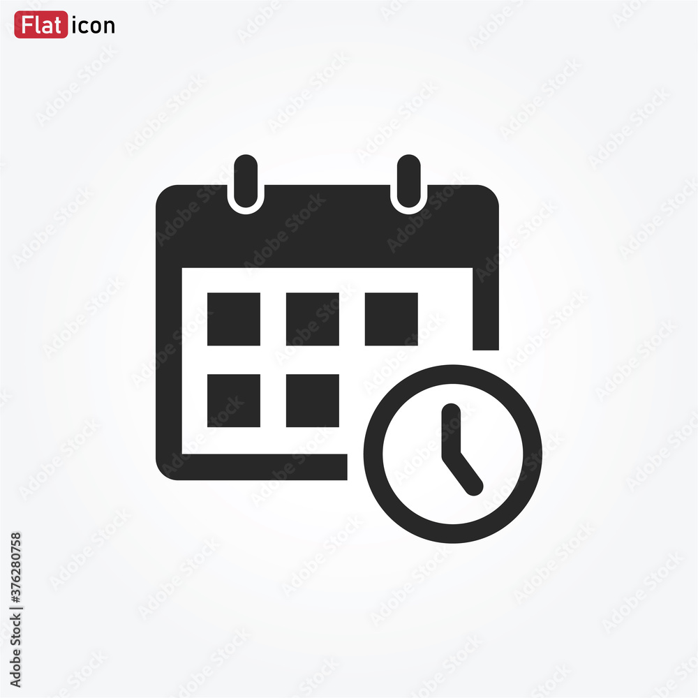 Calendar icon vector . Calendar with clock Calendar icon vector . Calendar with clock