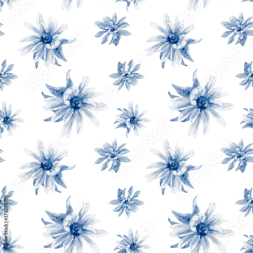 Watercolor seamless pattern of rudbeckia flowers.