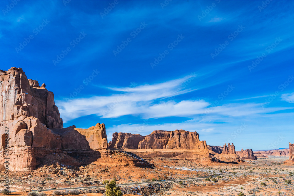 An overview of the landscape  in Arches National Park