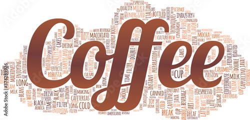 Coffee vector illustration word cloud isolated on a white background.