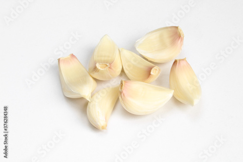 Pieces of garlic peeled and ready for eating. Aromatic food ingredients