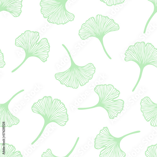 Vector seamless pattern with hand drawn ginkgo biloba leaves. Beautiful design for textile, wallpaper, wrapping