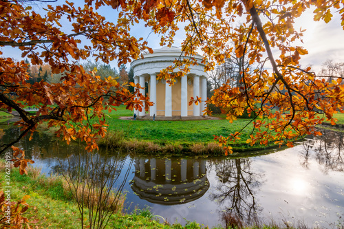 Temple of Friendship in autumn in Pavlovsky park, Pavlovsk, Saint Petersburg, Russia
