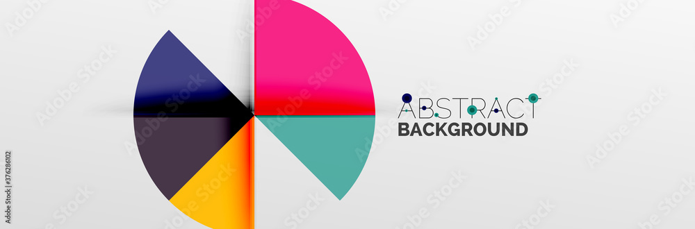 Bright color circles, abstract round shapes and triangles composition with shadow effects. Vector modern geometric design template Bright color circles, abstract round shapes and triangles composition with shadow effects. Vector modern geometric design template