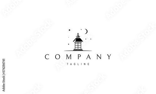 Photo Vector logo on which an abstract image of a gazebo under the night sky
