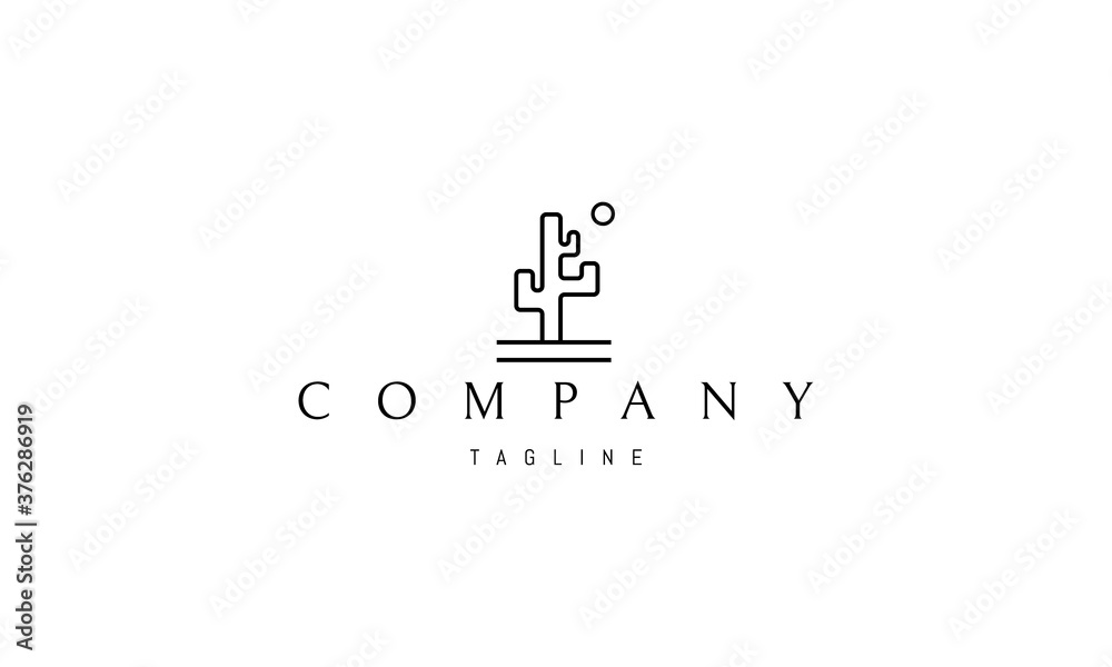 Vector logo on which an abstract image of a cactus under the sun. Vector logo on which an abstract image of a cactus under the sun.