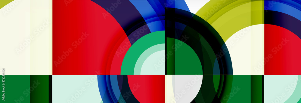 Fototapeta premium Round shapes, triangles and circles. Modern abstract background