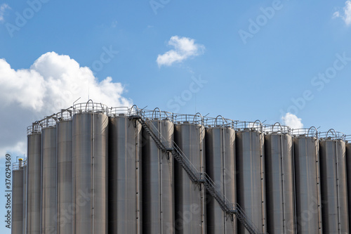 huerth, NRW, Germany, 09 06 2020, industry silos in a row © Stockhausen