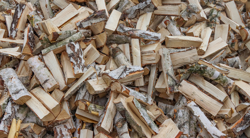 Chopped birch firewood. Chopped birch firewood.