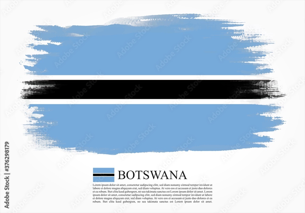 Textured and vector flag of Botswana drawn with brush strokes. Texture ...