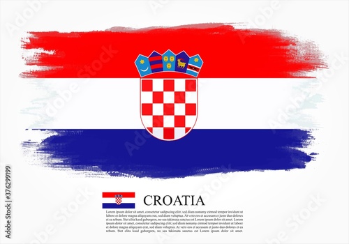 Canvas Print Textured and vector flag of Croatia drawn with brush strokes