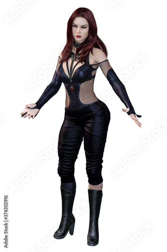 Urban Fantasy Caucasian Vampire Woman, 3D Illustration, 3D Rendering
 photo