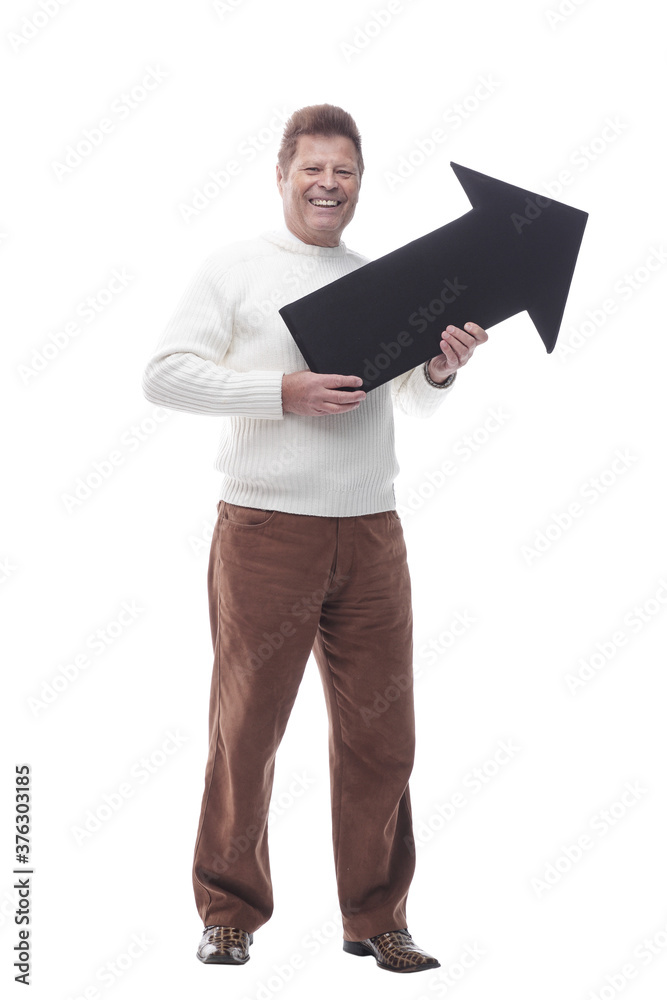 smiling adult male pointing in the right direction . isolated on a white smiling adult male pointing in the right direction . isolated on a white