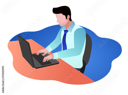 an employee working with a laptop