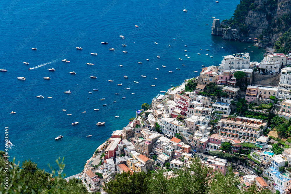 Italy, Campania, Positano - 17 August 2019 - View of Positano and its beautiful sea