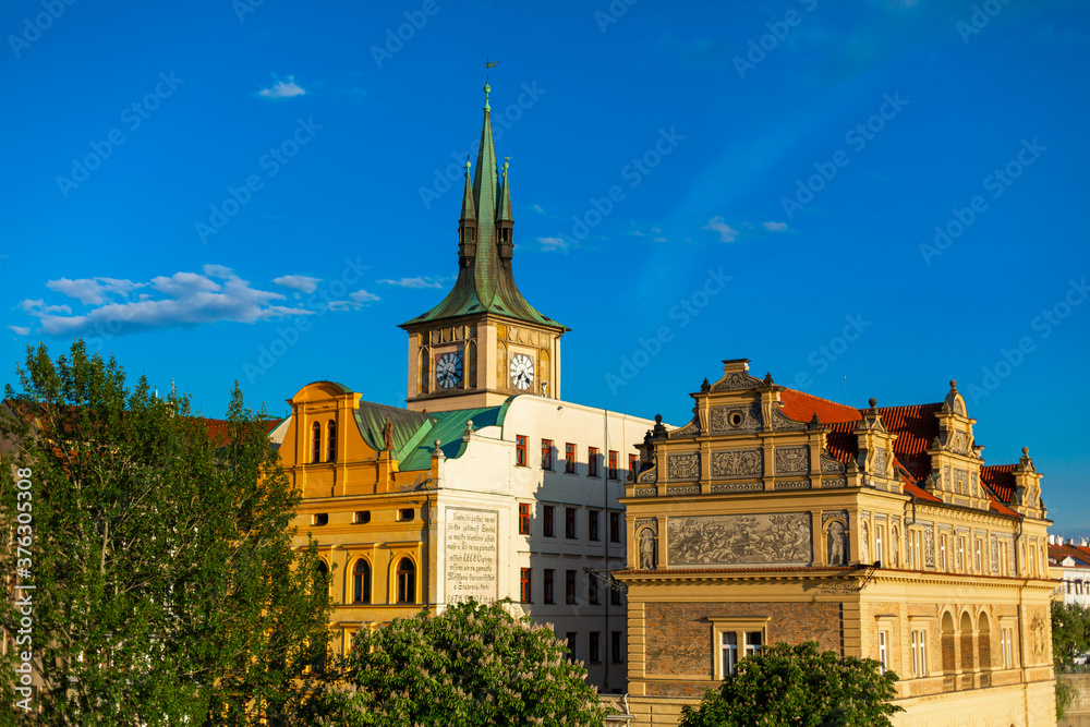 Obraz premium National Museum of Czech composer Bedrich Smetana in the building of the former waterworks of the Old Town. Prague landscape