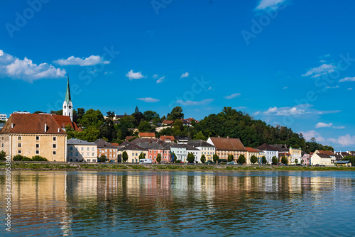 Blick auf Mauthausen an der Donau