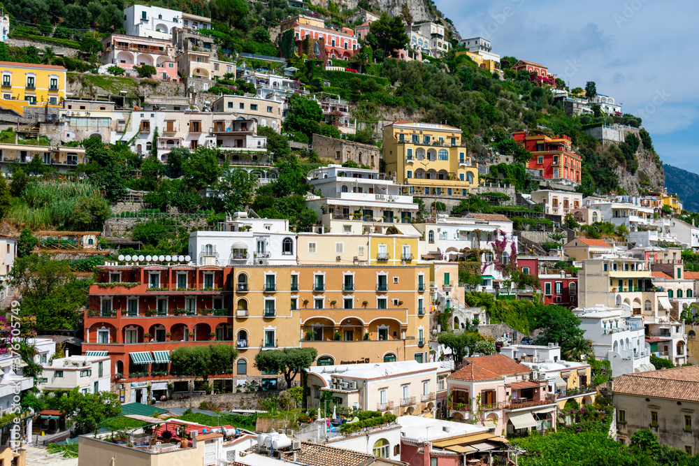 Italy, Campania, Positano - 17 August 2019 - The colorful buildings of Positano
