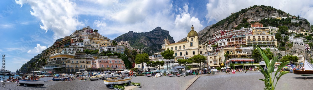 Italy, Campania, Positano - 17 August 2019 - Overview of the beautiful Positano