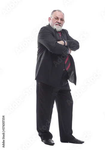 confident bearded businessman looking at the camera . isolated on a white