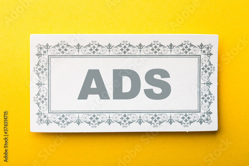 ADS Frame Label On Yellow Background