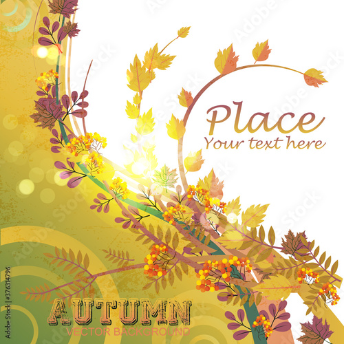 Abstract colorful vector autumn or fall background in impressionism colors. For celebration, invitation, cards.