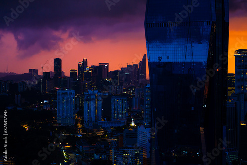 Photography Stylish building under construction skyscraper CL 117 at sunset