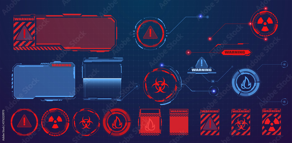 Obraz premium Callouts titles isolated background. Set of technology pattern for modern banners of lower third, presentation. Futuristic Danger and warning, countdown icons. Interface elements HUD, UI, GUI. Vector