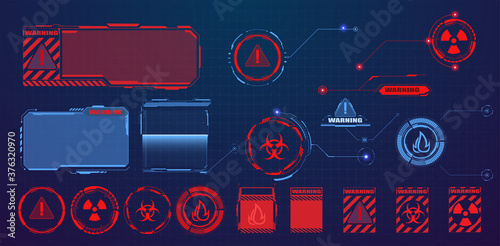 Callouts titles isolated background. Set of technology pattern for modern banners of lower third, presentation. Futuristic Danger and warning, countdown icons.  Interface elements HUD, UI, GUI. Vector