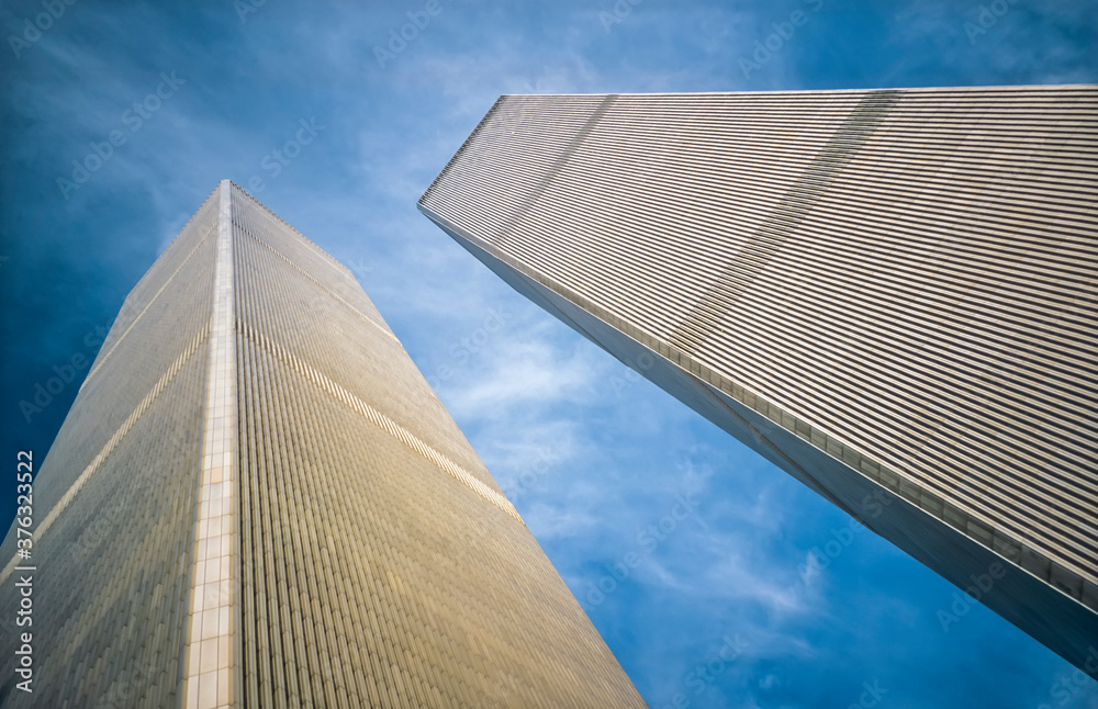 The World Trade Center Twin Towers, Manhattan, New York, USA - obrazy, fototapety, plakaty 