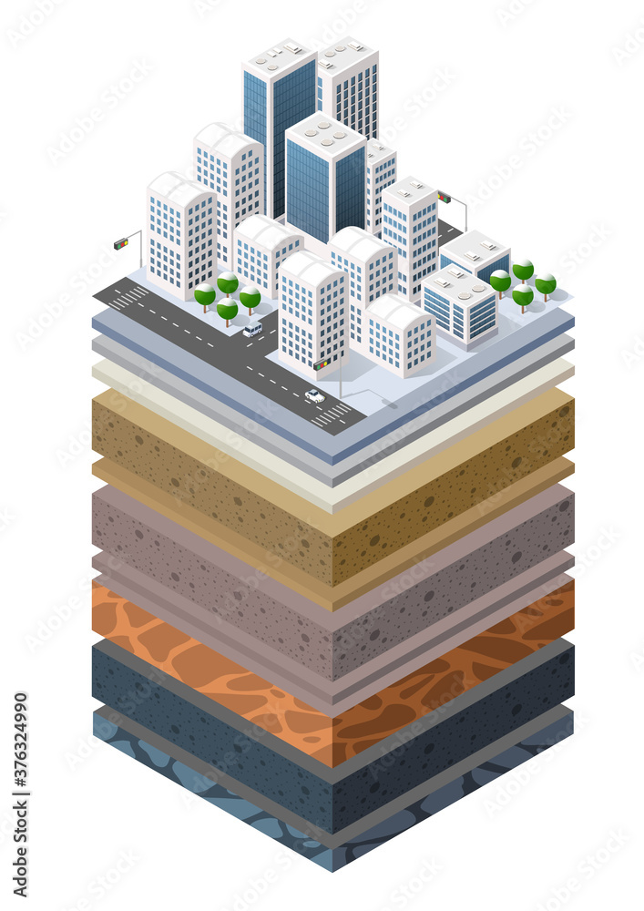 Soil Layers cross section geological of urban environment Stock Vector ...