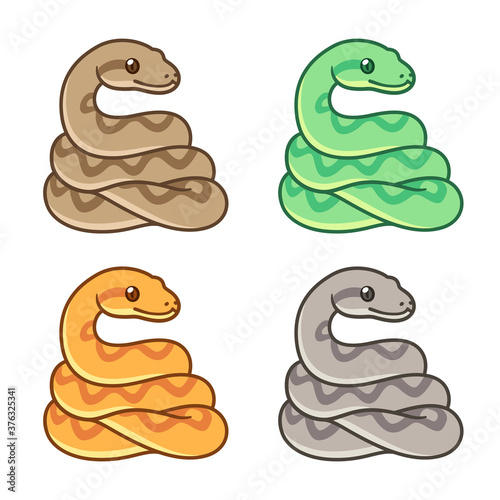 Cartoon snake drawing set