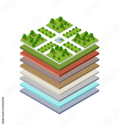 Soil layers cross-section geological and underground beneath