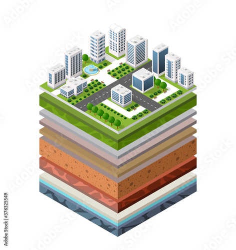 Soil layers cross-section geological and underground beneath