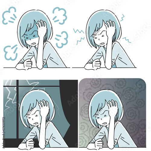 怒ったり怖がったり不安定な感情の女性
