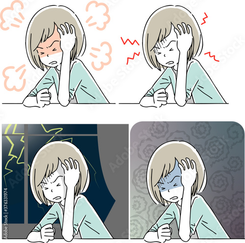 怒ったり怖がったり不安定な感情の女性
