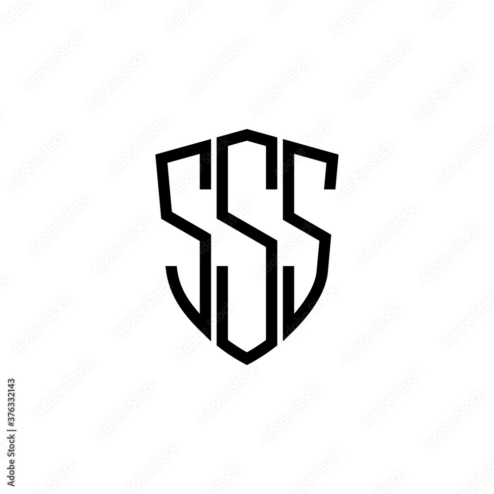shield logo, letter S, S and S, SSS, logo, initial monogram line art design template shield logo, letter S, S and S, SSS, logo, initial monogram line art design template