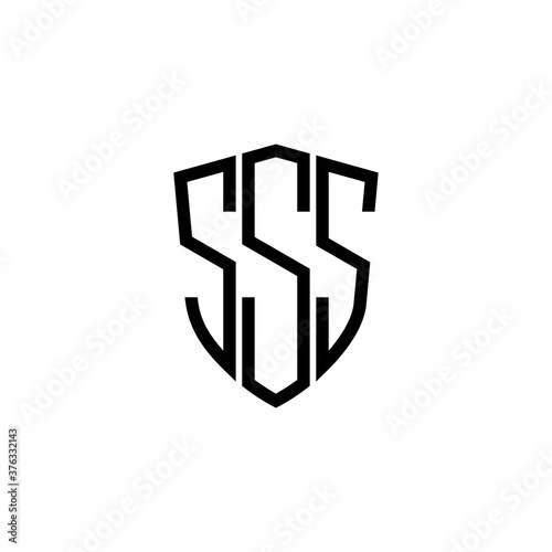 shield logo, letter S, S and S, SSS, logo, initial monogram line art design template