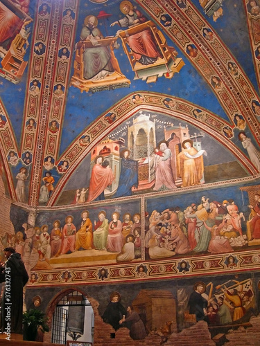 Italy, Marche, Tolentino, frescoes in Saint Nicolas Basilica.
