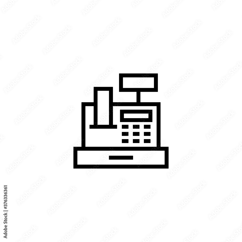 Cash Register Icon in black line style icon, style isolated on white background Cash Register Icon in black line style icon, style isolated on white background