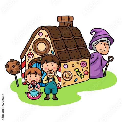 Photography Fairy tales,Hansel and Gretel.isolate on white background.