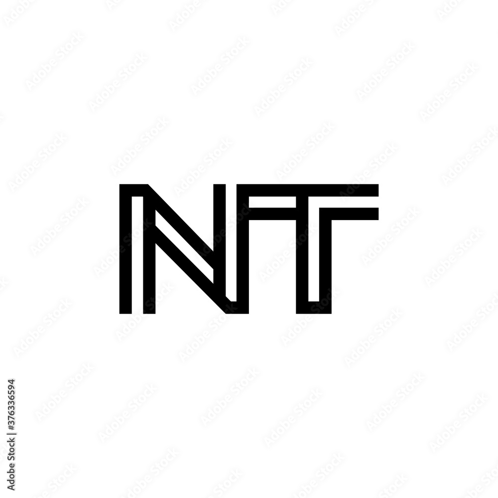initial letter nt line stroke logo modern