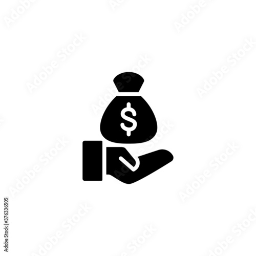 Loan Icon in black flat glyph, filled style isolated on white background