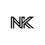 initial letter nk line stroke logo modern