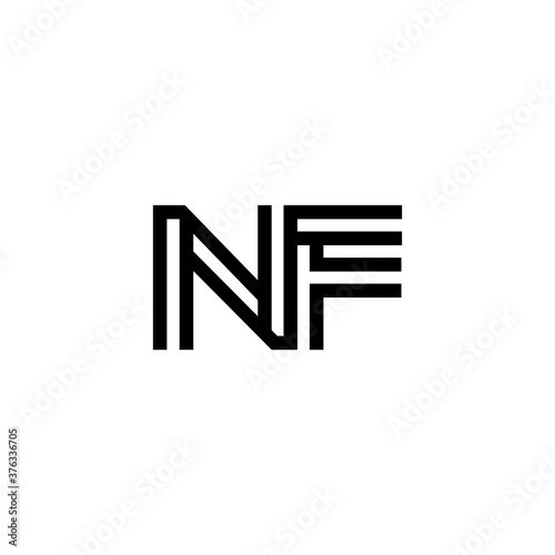 initial letter nf line stroke logo modern