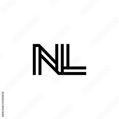 initial letter nl line stroke logo modern